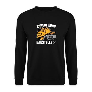 Erhebt Euch - Der Lehrling Betritt die Baustelle - Unisex Pullover - Schwarz - Vorne - Alina (178cm) & Michal (187cm)
