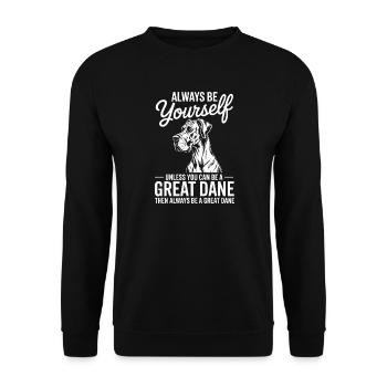 Deutsche Dogge Lustiges Deutsche Dogge Geschenk - Unisex Pullover - Schwarz - Vorne - Alina (178cm) & Michal (187cm)