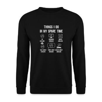 Dinge, die ich in meiner Freizeit beim Bowlen mache - Unisex Pullover - Schwarz - Vorne - Alina (178cm) & Michal (187cm)