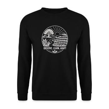 Beobachten Lernen Anpassen - Unisex Pullover - Schwarz - Vorne - Alina (178cm) & Michal (187cm)