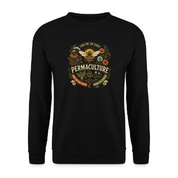 Permakultur-Bestäubergarten - Unisex Pullover - Schwarz - Vorne - Alina (178cm) & Michal (187cm)