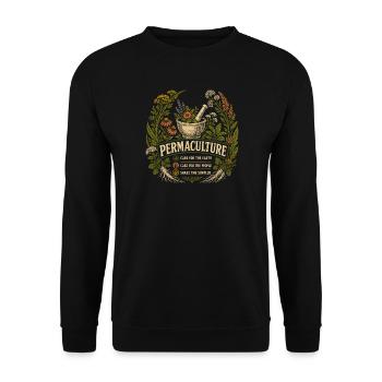 Permakultur-Kräutergarten - Unisex Pullover - Schwarz - Vorne - Alina (178cm) & Michal (187cm)
