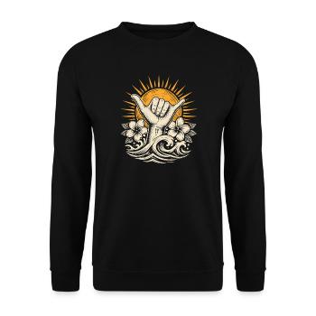 Shaka Aloha-Geist - Unisex Pullover - Schwarz - Vorne - Alina (178cm) & Michal (187cm)
