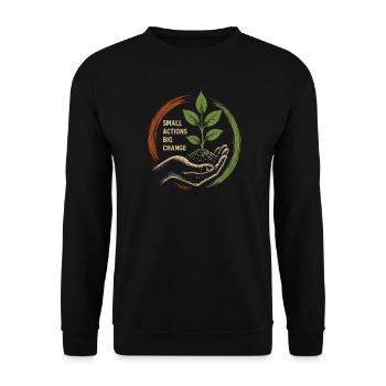 Kleine Aktionen Große Veränderung - Unisex Pullover - Schwarz - Vorne - Alina (178cm) & Michal (187cm)