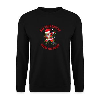 Dabbing Weihnachtsmann Lichterkette Merry Bright - Unisex Pullover - Schwarz - Vorne - Alina (178cm) & Michal (187cm)