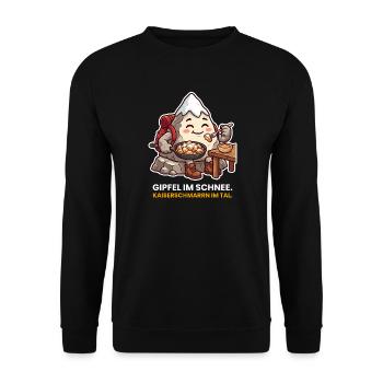 Gipfel im Schnee Kaiserschmarrn - Unisex Pullover - Schwarz - Vorne - Alina (178cm) & Michal (187cm)