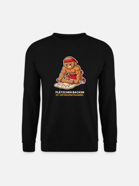 Lebkuchenmann Plätzchen backen Unterarmtraining - Unisex Pullover - Schwarz