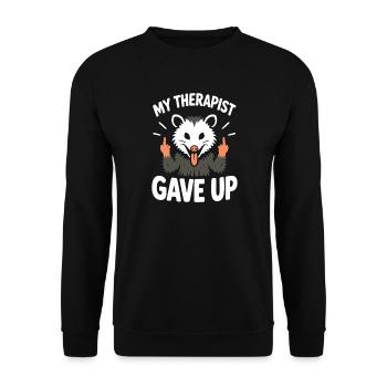 Mein Therapeut hat Ferret Tee aufgegeben - Unisex Pullover - Schwarz - Vorne - Alina (178cm) & Michal (187cm)