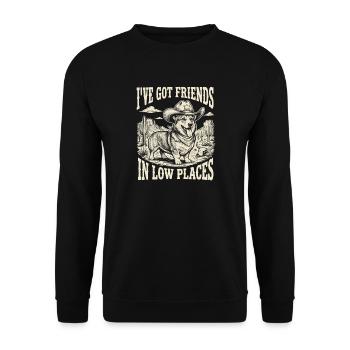 Ich habe Freunde in niedrigen Kreisen – walisische Corgi-Mutter - Unisex Pullover - Schwarz - Vorne - Alina (178cm) & Michal (187cm)