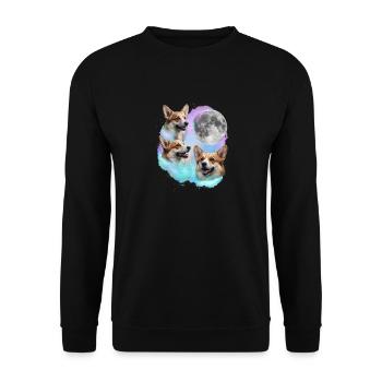3 Corgis, die auf den Mond heulen – walisischer Corgi-Hundeliebhaber - Unisex Pullover - Schwarz - Vorne - Alina (178cm) & Michal (187cm)