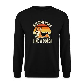 Nichts läuft wie ein Corgi – Walisischer Corgi-Hundeliebhaber - Unisex Pullover - Schwarz - Vorne - Alina (178cm) & Michal (187cm)