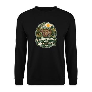 Kompostieren statt Diskutieren Gartenliebe - Unisex Pullover - Schwarz - Vorne - Alina (178cm) & Michal (187cm)