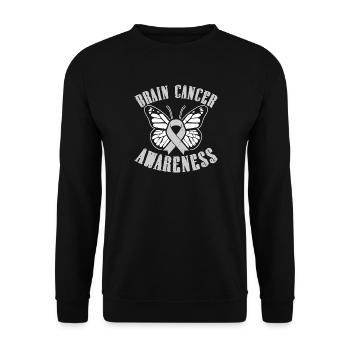 Schmetterling zur Aufklärung über Gehirnkrebs - Unisex Pullover - Schwarz - Vorne - Alina (178cm) & Michal (187cm)