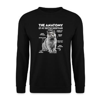 Britisch Kurzhaar Halter Geschenk Katzenmama - Unisex Pullover - Schwarz - Vorne - Alina (178cm) & Michal (187cm)