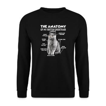 Witziges Britisch Kurzhaar T | Britisch Kurzhaar - Unisex Pullover - Schwarz - Vorne - Alina (178cm) & Michal (187cm)