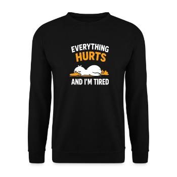 Alles tut weh, ich bin müde, Duck - Unisex Pullover - Schwarz - Vorne - Alina (178cm) & Michal (187cm)