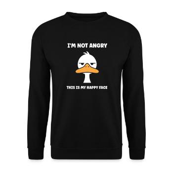Happy Face Duck Nicht wütend - Unisex Pullover - Schwarz - Vorne - Alina (178cm) & Michal (187cm)