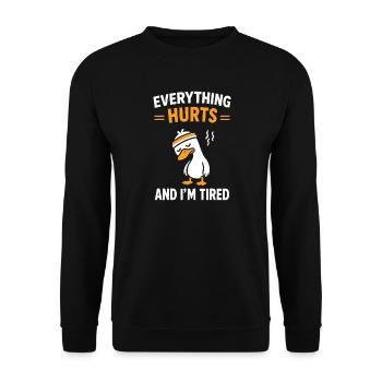 Alles tut weh, Duck Tee - Unisex Pullover - Schwarz - Vorne - Alina (178cm) & Michal (187cm)