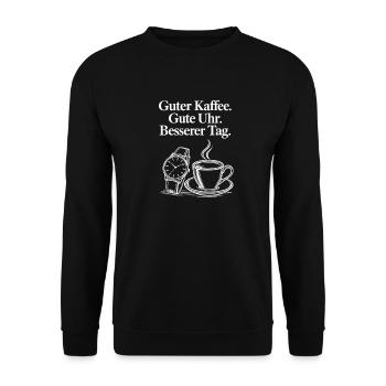 Kaffee Dampf Illustration Vintage - Unisex Pullover - Schwarz - Vorne - Alina (178cm) & Michal (187cm)