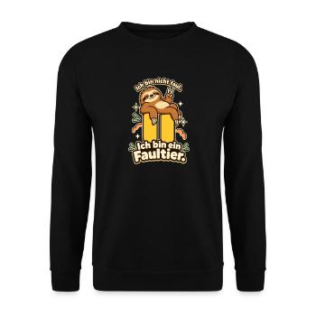Lustiger Faultier Spruch – Ich bin nicht faul - Unisex Pullover - Schwarz - Vorne - Alina (178cm) & Michal (187cm)