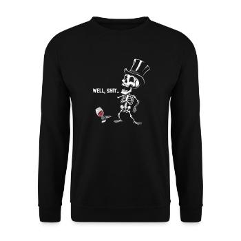 Well Shit Skeleton Lost Wine Halloween - Unisex Pullover - Schwarz - Vorne - Alina (178cm) & Michal (187cm)