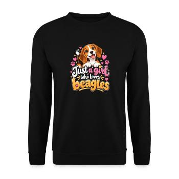 Beagle Girl Love Beagles - Unisex Pullover - Schwarz - Vorne - Alina (178cm) & Michal (187cm)