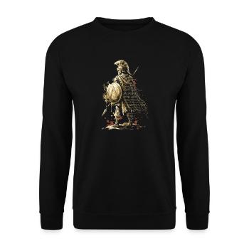 Spartanische Krieger-Tuschekunst Griechische Schrift Hoplit - Unisex Pullover - Schwarz - Vorne - Alina (178cm) & Michal (187cm)