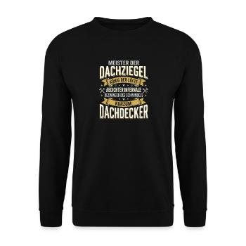 Dachdecker Lustiger Handwerker Beruf Spruch - Unisex Pullover - Schwarz - Vorne - Alina (178cm) & Michal (187cm)