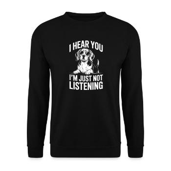 Beagle Spruch Hunde Lustiges Beagle Geschenk - Unisex Pullover - Schwarz - Vorne - Alina (178cm) & Michal (187cm)