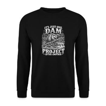 Dammprojekt: Outdoor Humor Kollektion - Unisex Pullover - Schwarz - Vorne - Alina (178cm) & Michal (187cm)