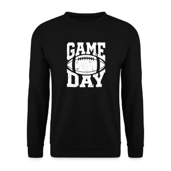Spieltag – Fußballfan Football Mom Tailgate - Unisex Pullover - Schwarz - Vorne - Alina (178cm) & Michal (187cm)
