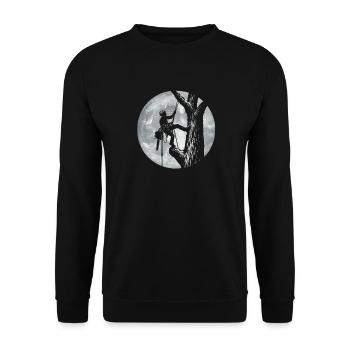 Arborist Moon – Baumpfleger, Baumpfleger, Baumschneider - Unisex Pullover - Schwarz - Vorne - Alina (178cm) & Michal (187cm)