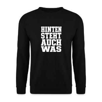 Hinten Steht Auch Was Lustiger Spruch Humor - Unisex Pullover - Schwarz - Vorne - Alina (178cm) & Michal (187cm)
