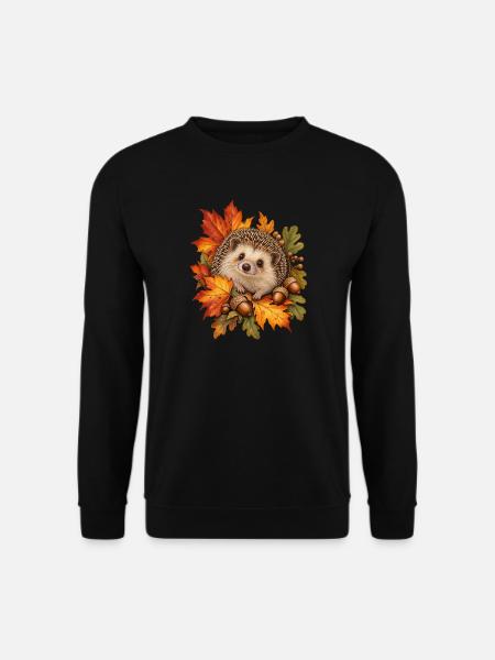 Igel im Herbstlaub Naturgarten - Unisex Pullover - Schwarz