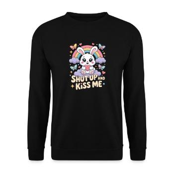 Shut Up And Kiss Me Küss Mich Einfach Valentinstag - Unisex Pullover - Schwarz - Vorne - Alina (178cm) & Michal (187cm)