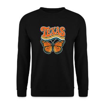 Texas Butterfly Retro Motif - Unisex Pullover - Schwarz - Vorne - Alina (178cm) & Michal (187cm)