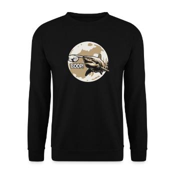 Funny Shark Boop The Snoot Animal Humor - Unisex Pullover - Schwarz - Vorne - Alina (178cm) & Michal (187cm)