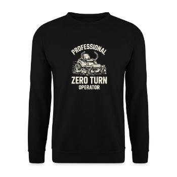 Professioneller Aufsitzmäher Fahrer Gartenbau - Unisex Pullover - Schwarz - Vorne - Alina (178cm) & Michal (187cm)