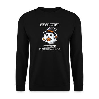 Dekorationshexe – lustiger Halloween-Hexengruppen-Kürbis - Unisex Pullover - Schwarz - Vorne - Alina (178cm) & Michal (187cm)