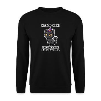 Nasch-Hexe – Lustige Halloween Hexengruppe - Unisex Pullover - Schwarz - Vorne - Alina (178cm) & Michal (187cm)