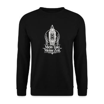 Mein Takt Meine Zeit Uhrenliebe  - Unisex Pullover - Schwarz - Vorne - Alina (178cm) & Michal (187cm)