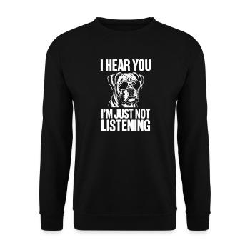 Boxer Hund Spruch Lustige Deutscher Boxer Geschenk - Unisex Pullover - Schwarz - Vorne - Alina (178cm) & Michal (187cm)