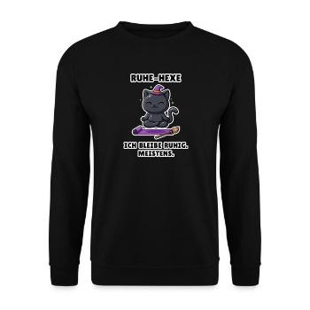 Ruhe-Hexe – Halloween Hexengruppe Meditation - Unisex Pullover - Schwarz - Vorne - Alina (178cm) & Michal (187cm)