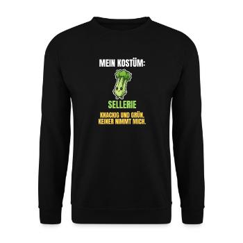 Sellerie-Kostüm – Lustiges Gemüse zu Halloween - Unisex Pullover - Schwarz - Vorne - Alina (178cm) & Michal (187cm)