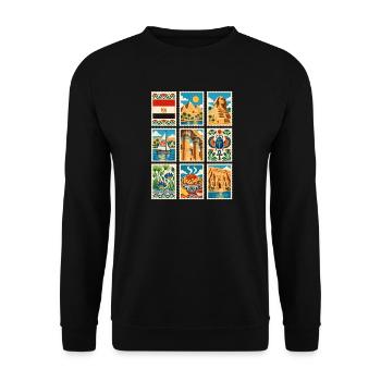 Ägypten Briefmarken - Unisex Pullover - Schwarz - Vorne - Alina (178cm) & Michal (187cm)