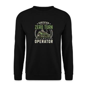 Zertifizierter Rasenmäher Fahrer Aufsitzmäher - Unisex Pullover - Schwarz - Vorne - Alina (178cm) & Michal (187cm)