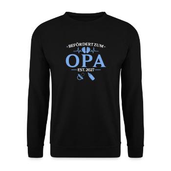 Befördert Zum Opa Est 2027 Baby Verkündung - Unisex Pullover - Schwarz - Vorne - Alina (178cm) & Michal (187cm)
