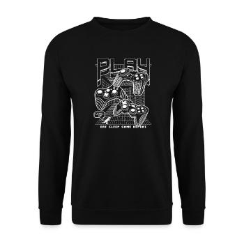 play level up eat sleep game repeat - Unisex Pullover - Schwarz - Vorne - Alina (178cm) & Michal (187cm)