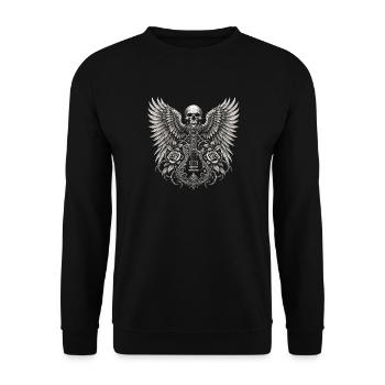 E-Gitarre, Gitarrist, Musiker, Rock, Rockmusik - Unisex Pullover - Schwarz - Vorne - Alina (178cm) & Michal (187cm)