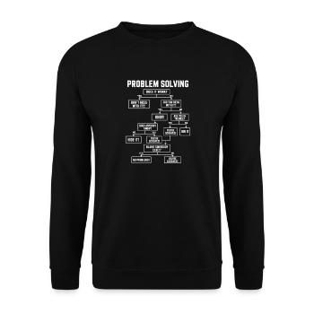 Problemlösendes Flussdiagramm lustiger Bürohumor für - Unisex Pullover - Schwarz - Vorne - Alina (178cm) & Michal (187cm)
